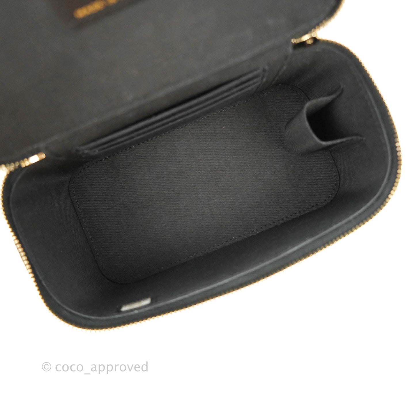 Chanel Classic Vanity Rectangular Top Handle With Chain Black Lambskin Gold Hardware