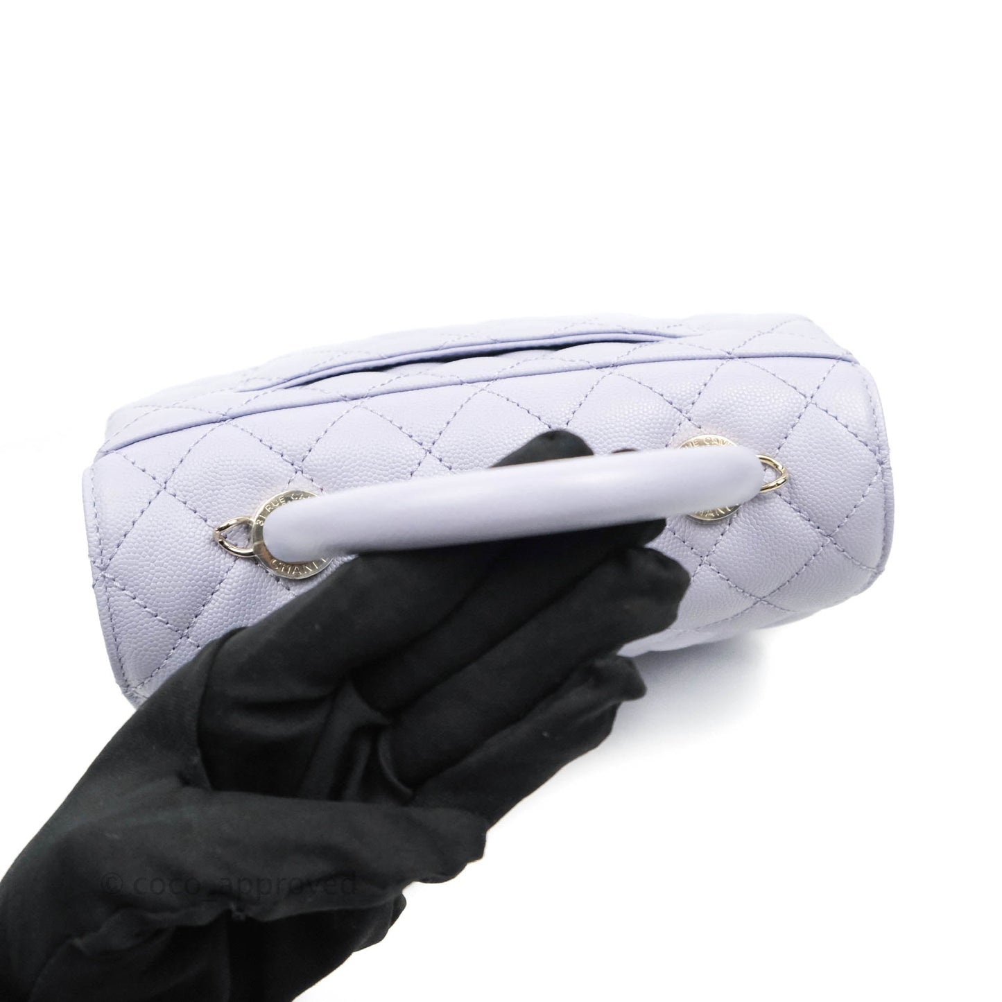 Chanel Small Coco Handle Chevron Purple Lilac Caviar Gold Hardware 21K