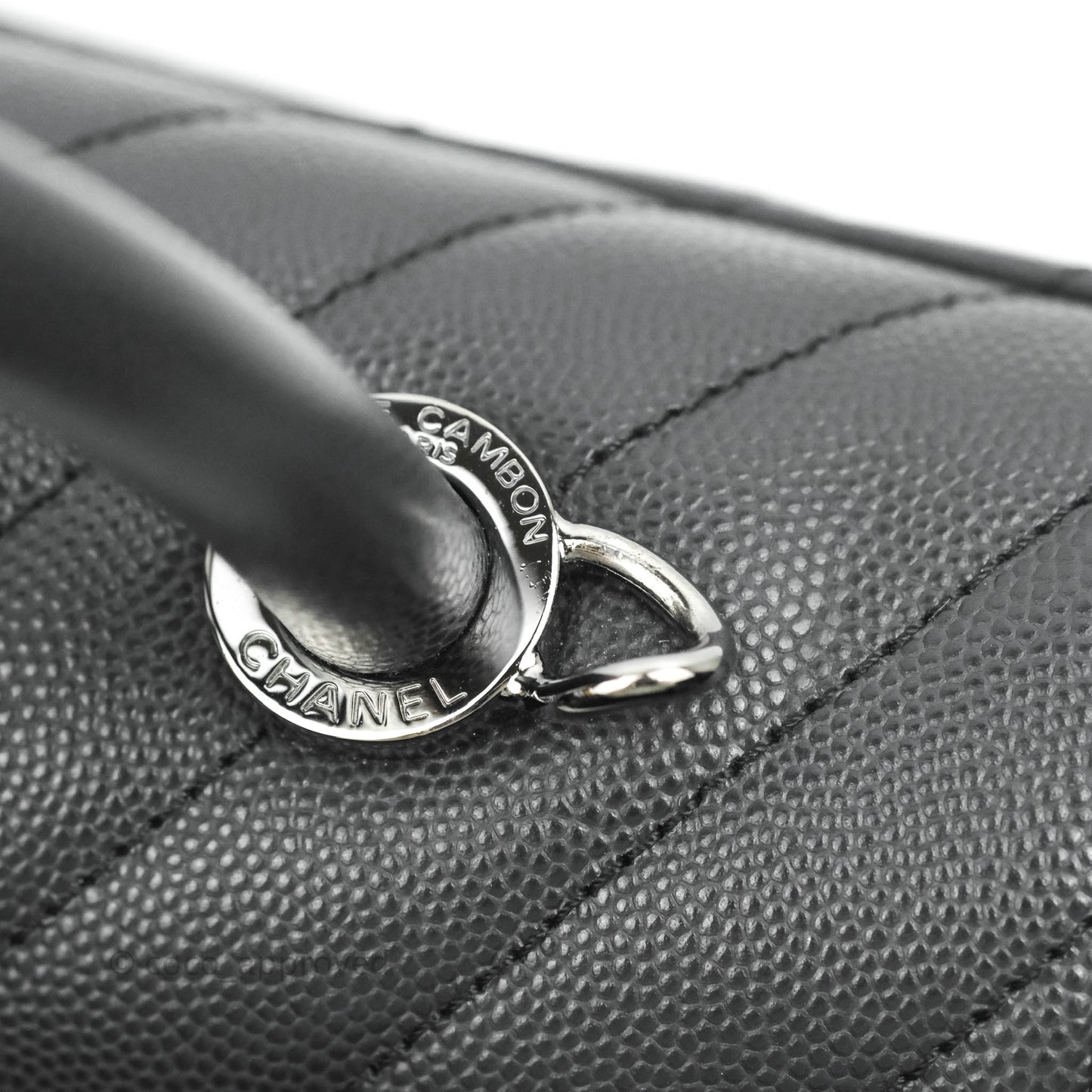 Chanel Medium (Small) Coco Handle Chevron Dark Grey Caviar Black Hardware