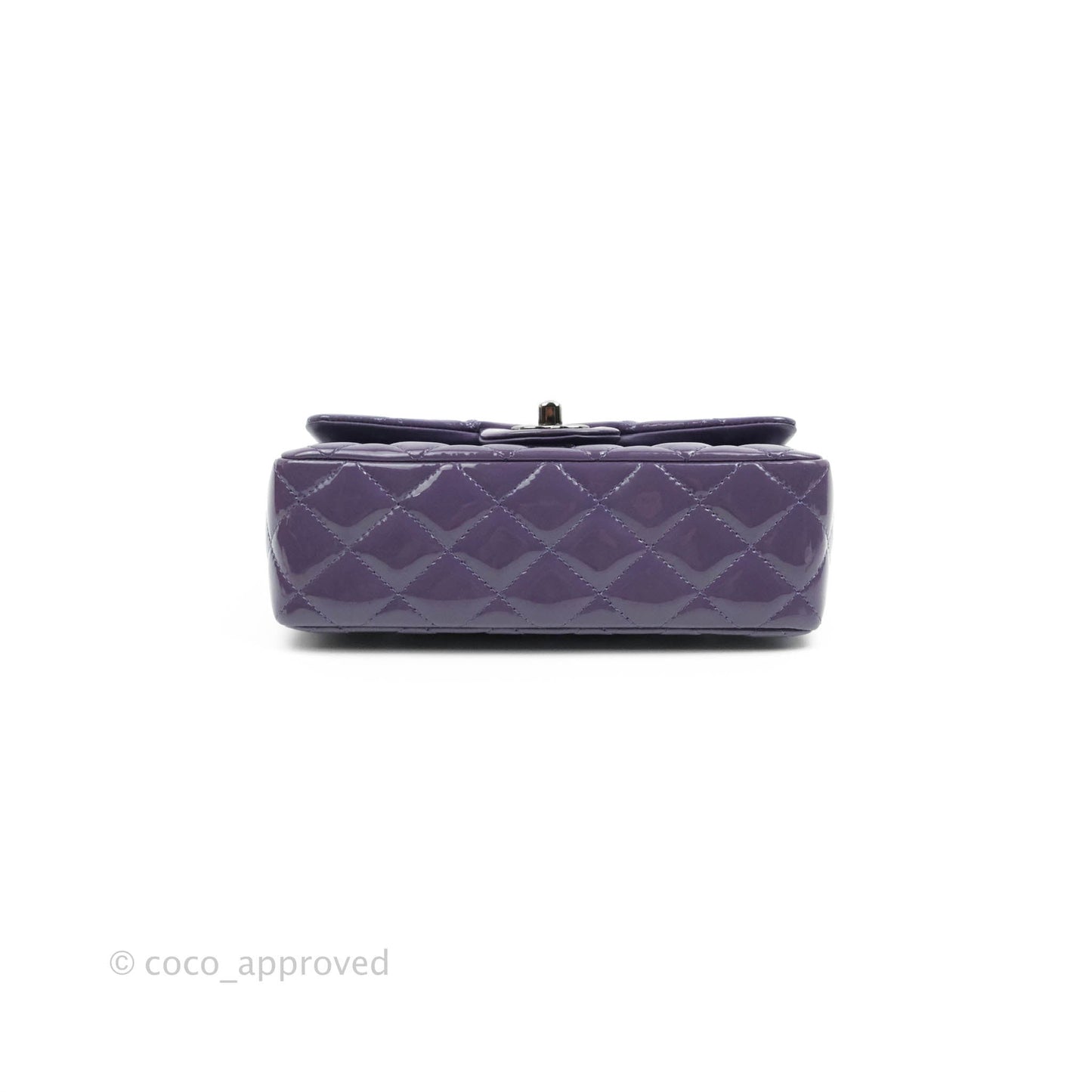 Chanel Quilted Mini Rectangular Flap Purple Patent Gun Metal