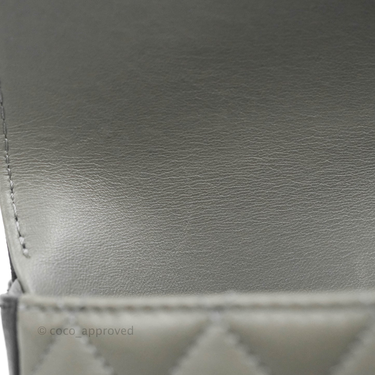 Chanel Small Enamel CC Flap Bag Quilted Grey Lambskin Aged Gold Hardware