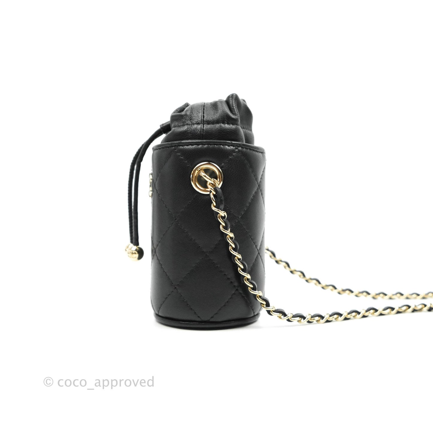Chanel Mini Bucket With Chain Black Lambskin Gold Hardware 21A