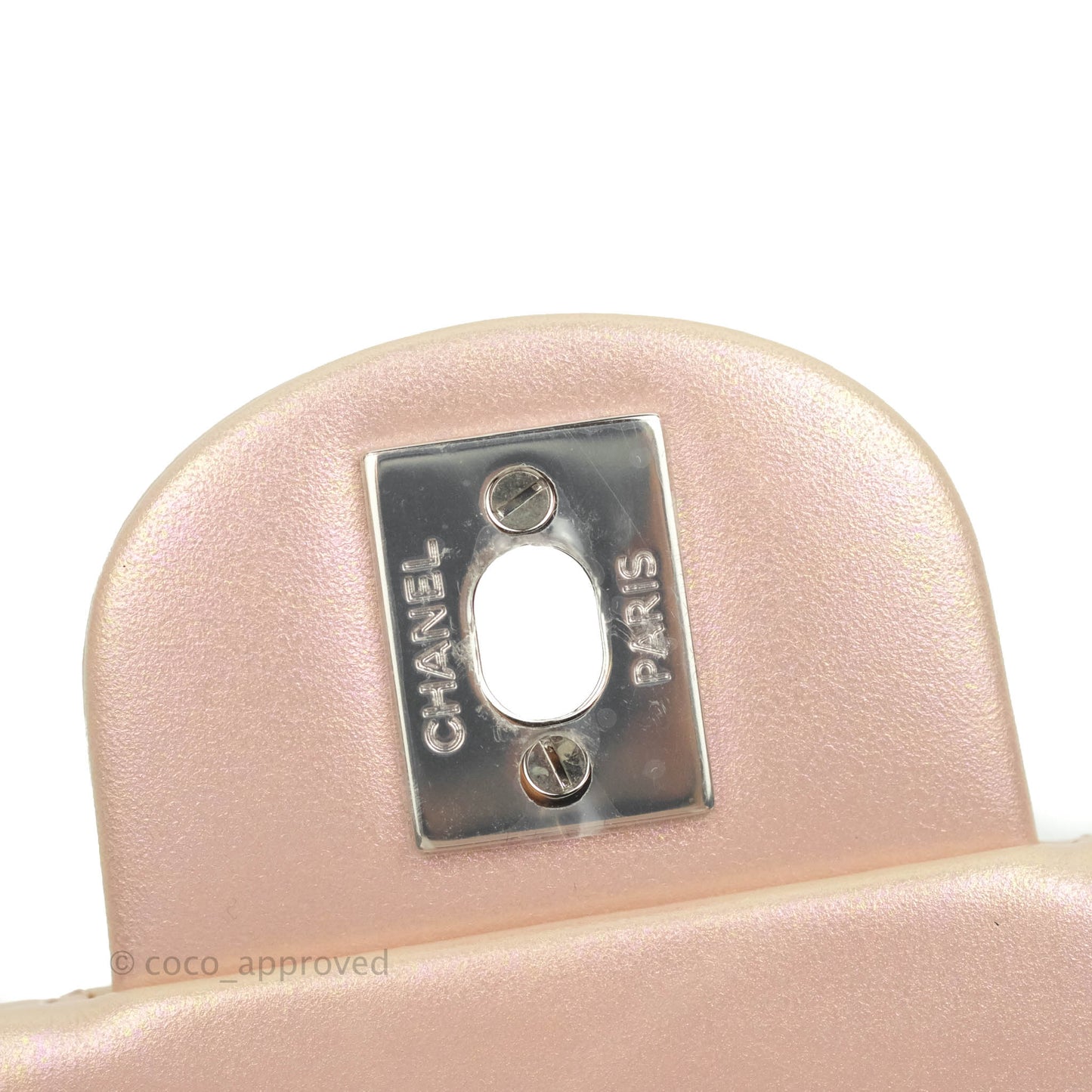 Chanel Mini Square Quilted Iridescent Pink Silver Hardware