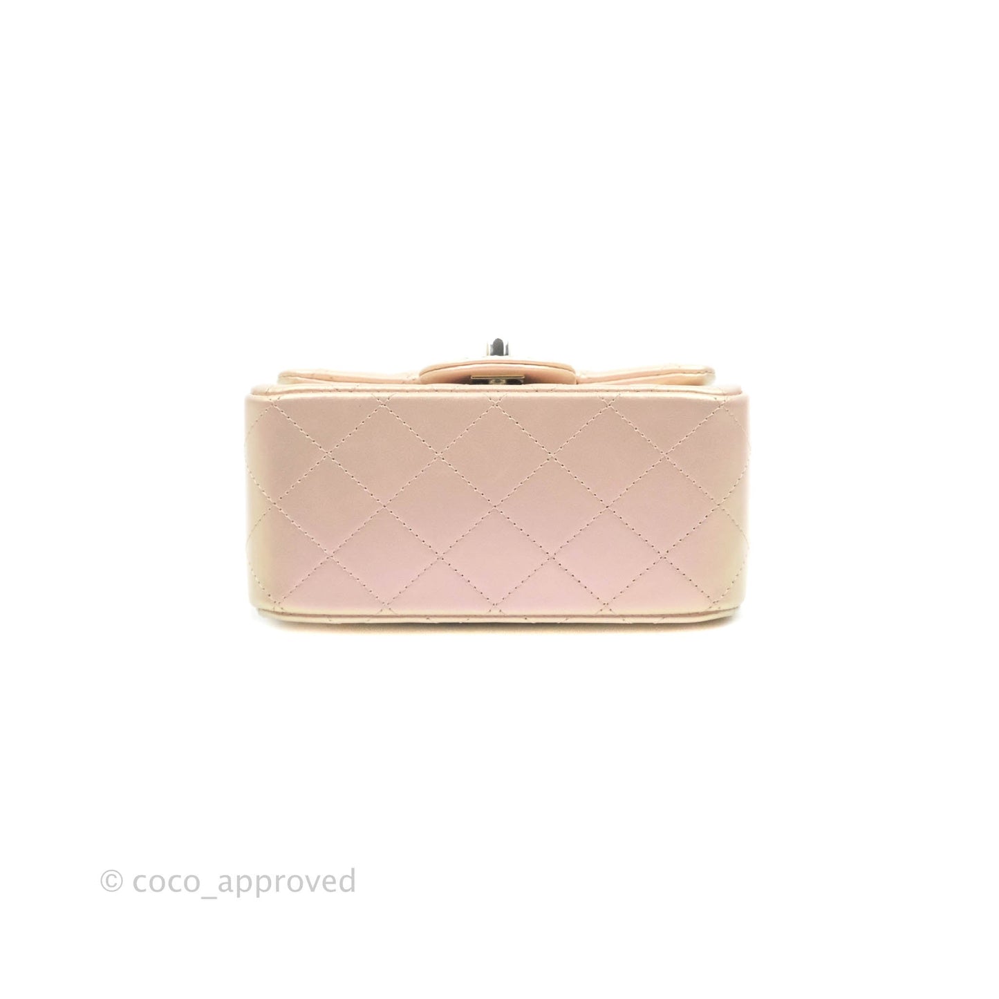 Chanel Mini Square Quilted Iridescent Pink Silver Hardware