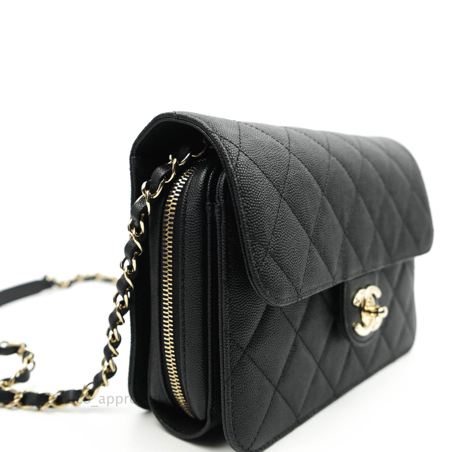 Chanel Quilted Like The Wallet Medium Flap Black Caviar Gold Hardware 22C