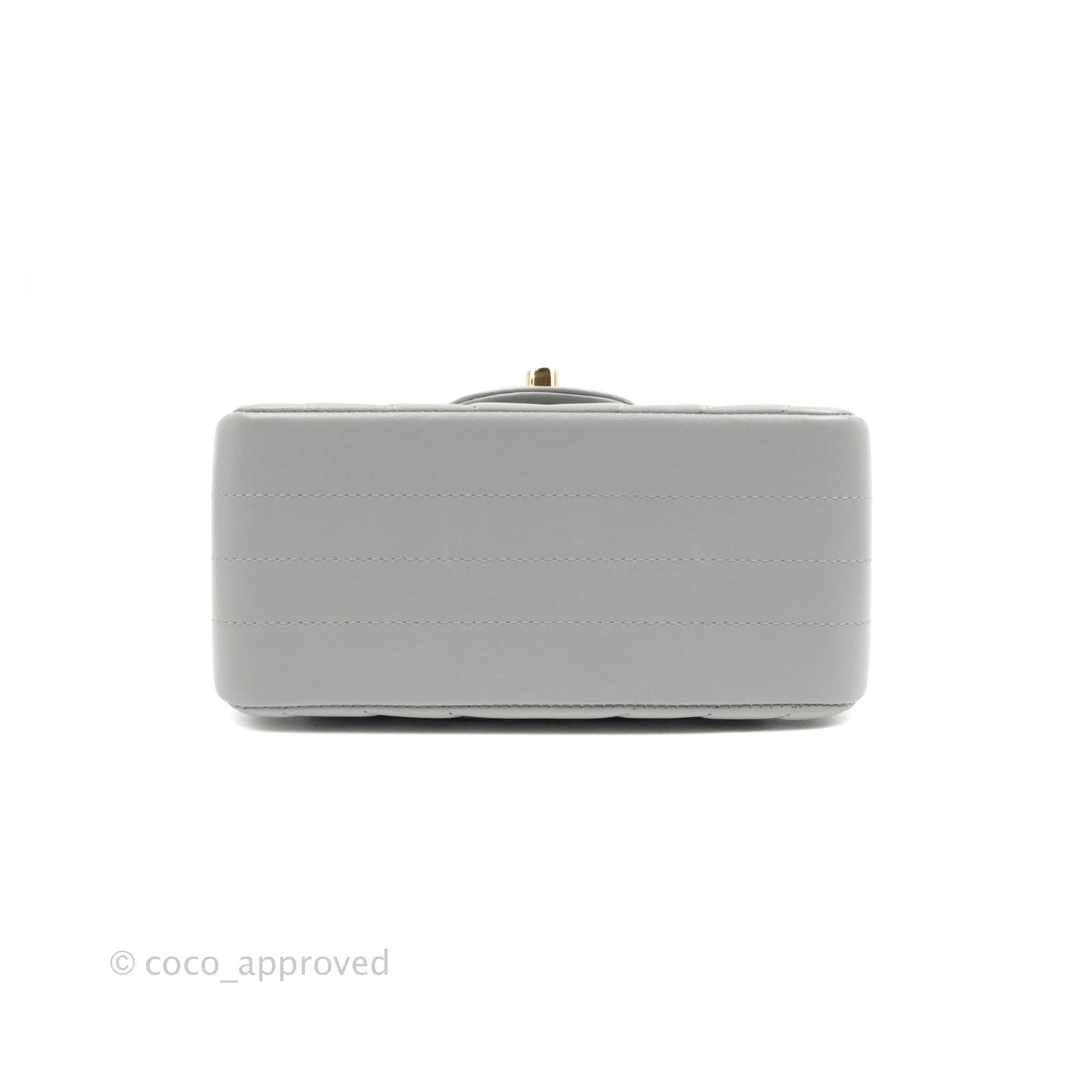 Chanel Mini Square Chevron Grey Lambskin Gold Hardware