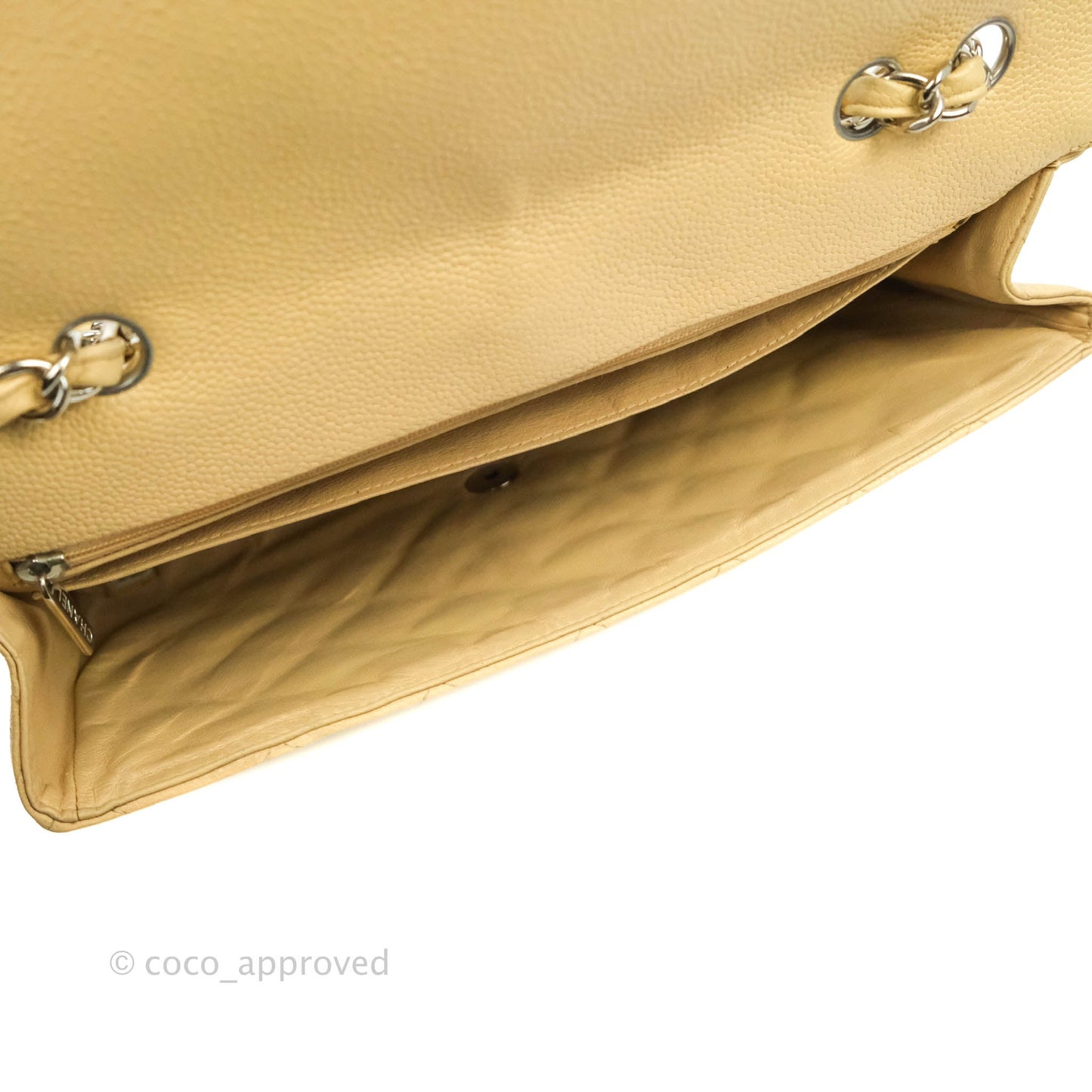 Chanel Jumbo Single Flap Beige Caviar Silver Hardware