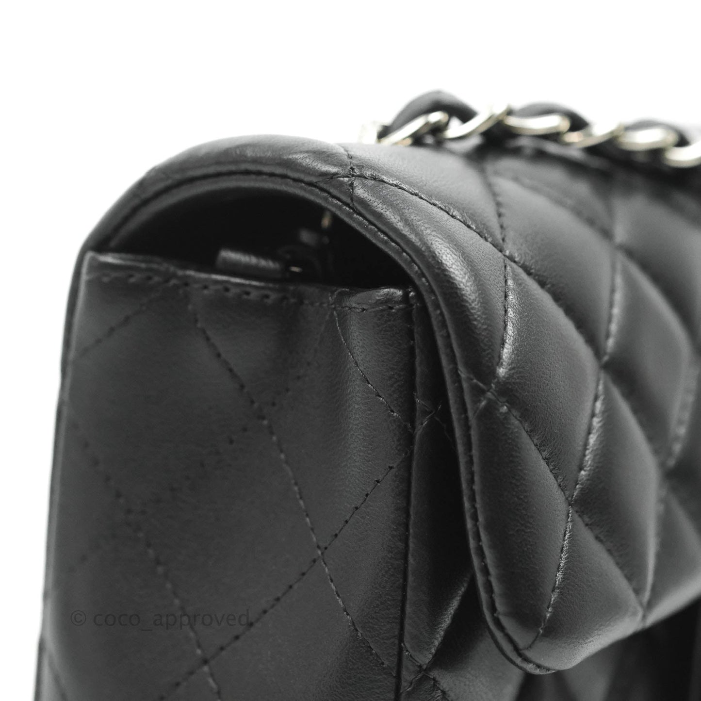 Chanel Quilted Mini Rectangular Black Lambskin Silver Hardware