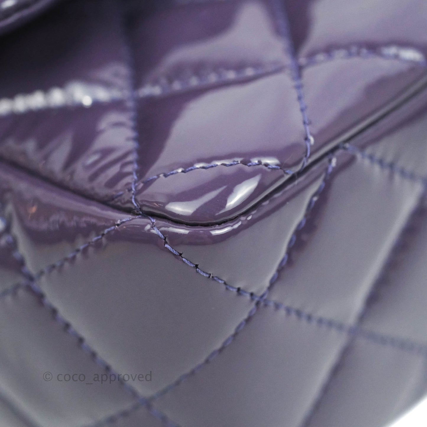 Chanel Quilted Mini Rectangular Flap Purple Patent Gun Metal