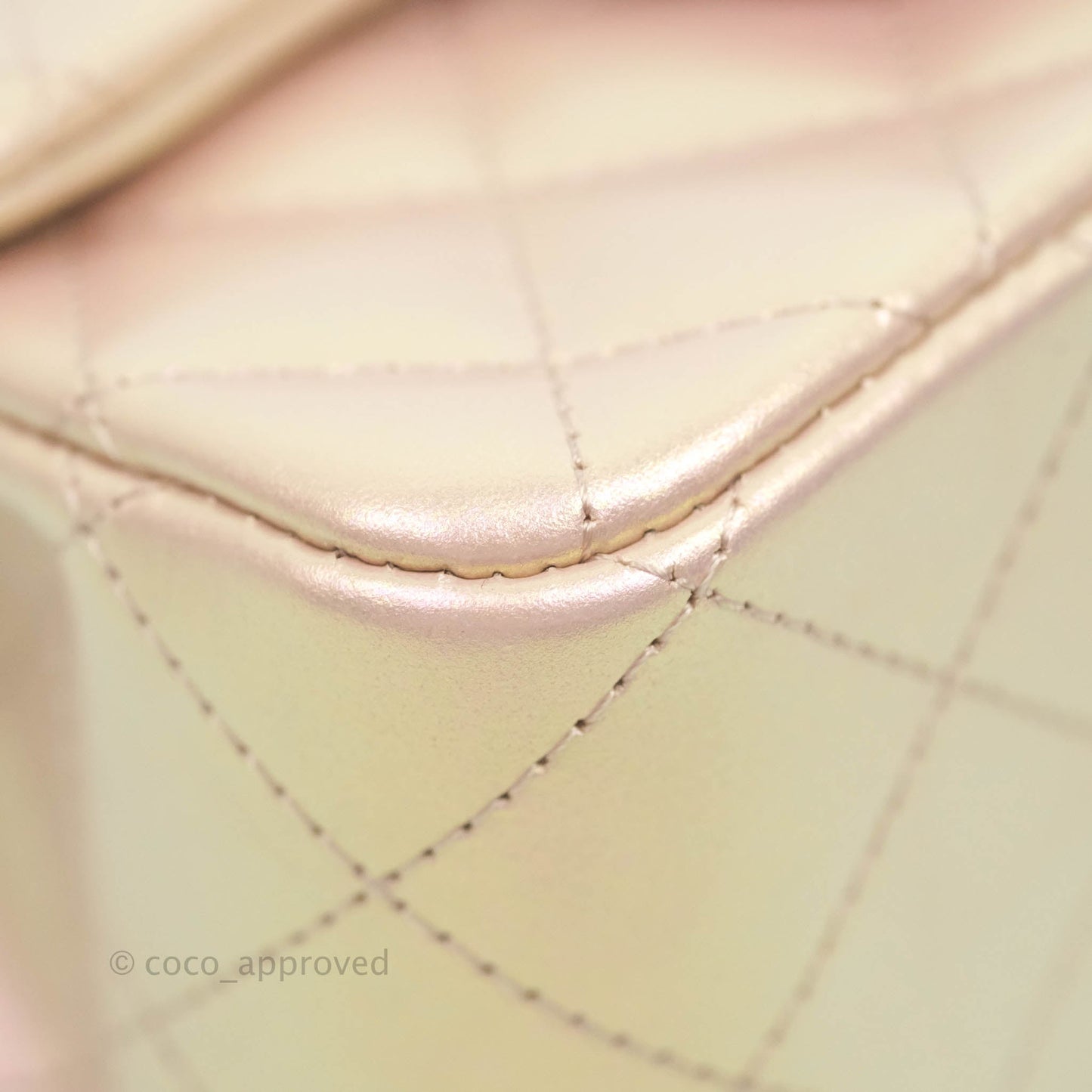 Chanel Mini Square Quilted Iridescent Pink Silver Hardware