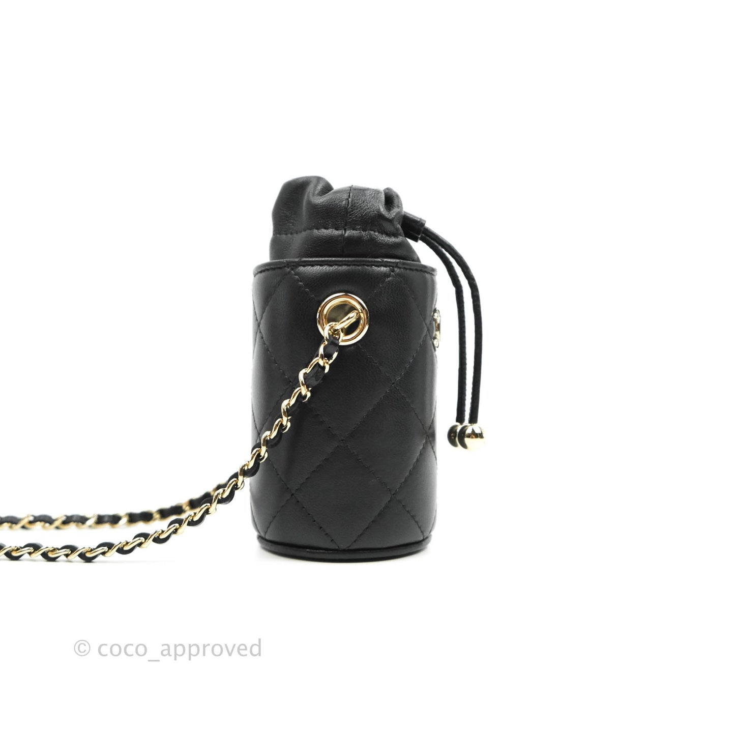 Chanel Mini Bucket With Chain Black Lambskin Gold Hardware 21A