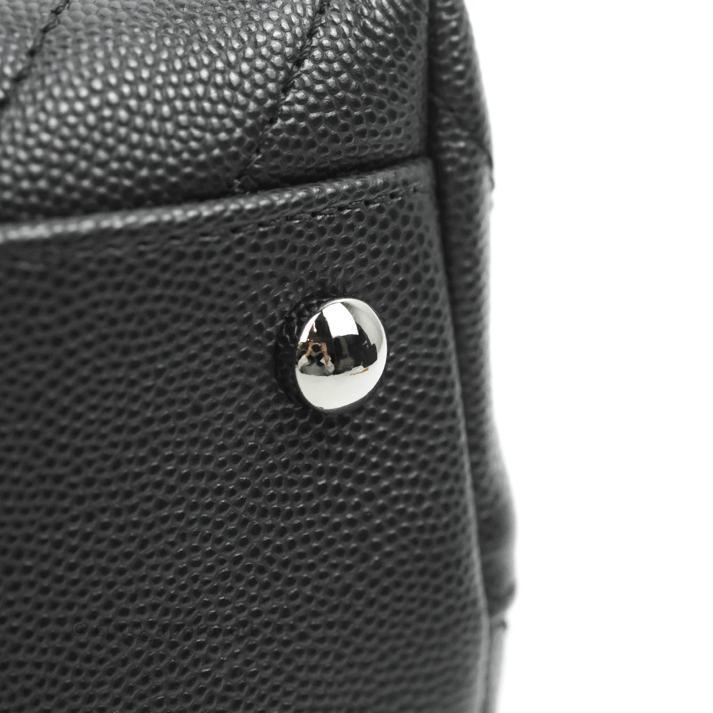 Chanel Medium (Small) Coco Handle Chevron Dark Grey Caviar Black Hardware