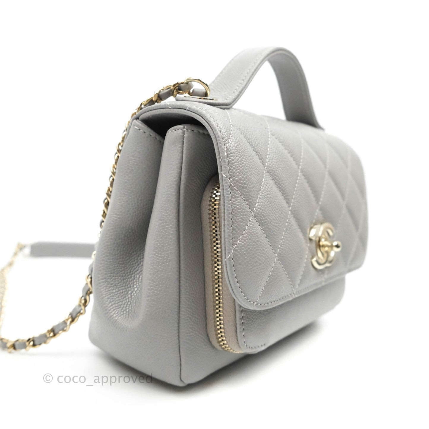 Chanel Quilted Small Business Affinity Flap Grey Caviar Gold Hardware