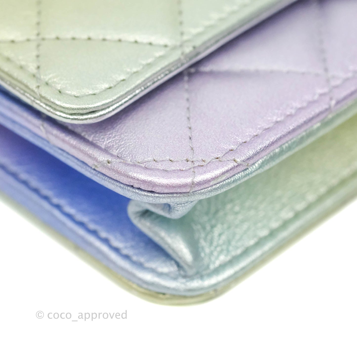 Chanel Quilted Wallet on Chain WOC Metallic Rainbow Lambskin Rainbow Hardware