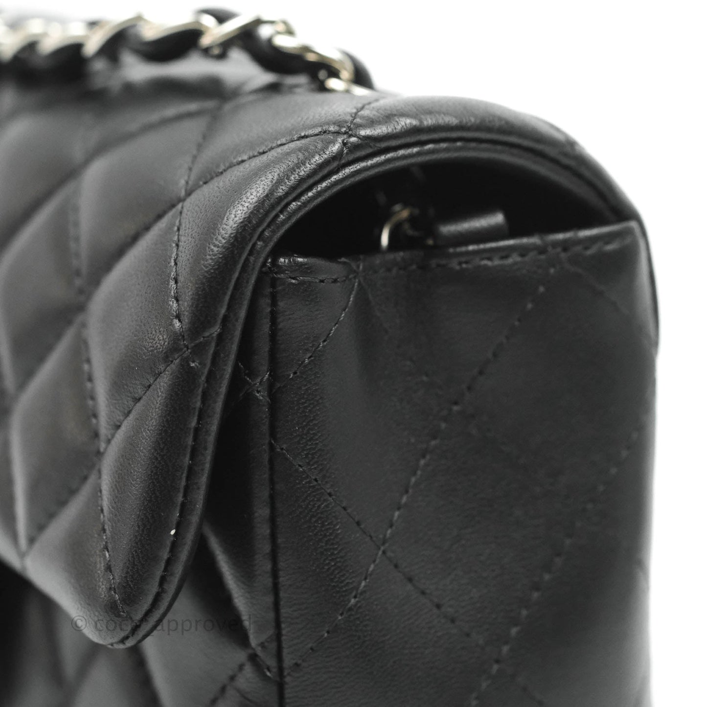 Chanel Quilted Mini Rectangular Black Lambskin Silver Hardware