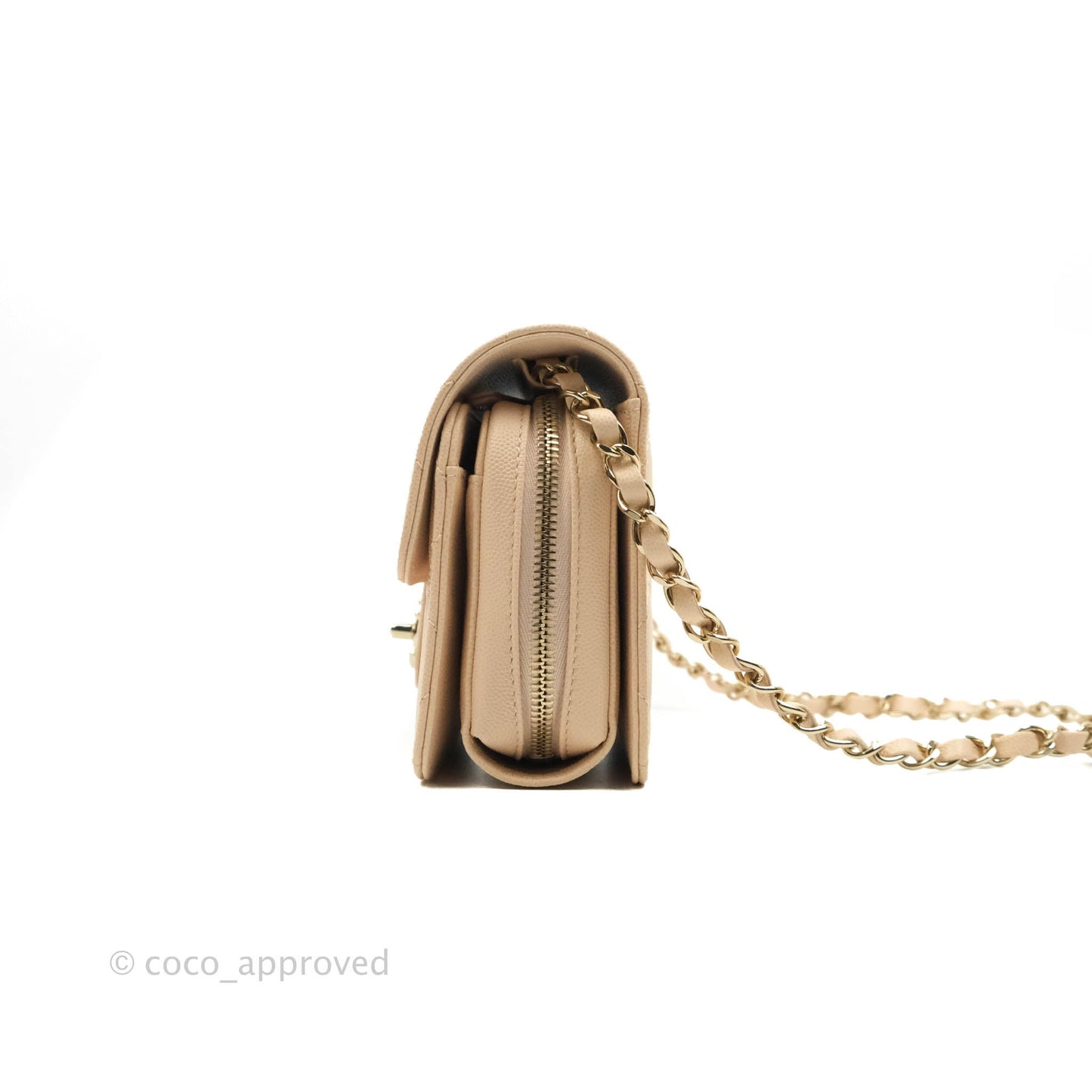 Chanel Quilted Small Like The Wallet Flap Light Beige Caviar Light Gold Hardware 22C