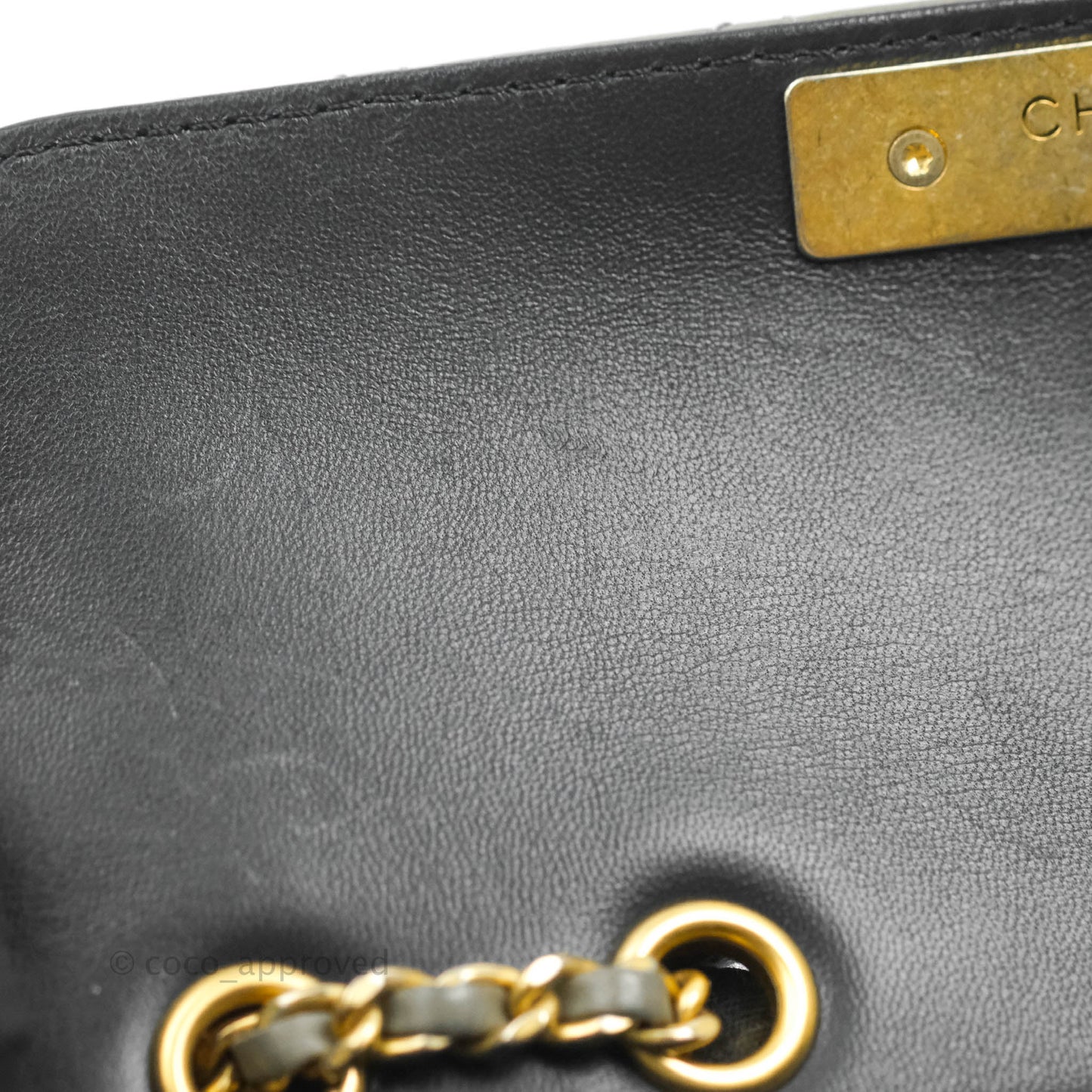 Chanel Small Enamel CC Flap Bag Quilted Grey Lambskin Aged Gold Hardware