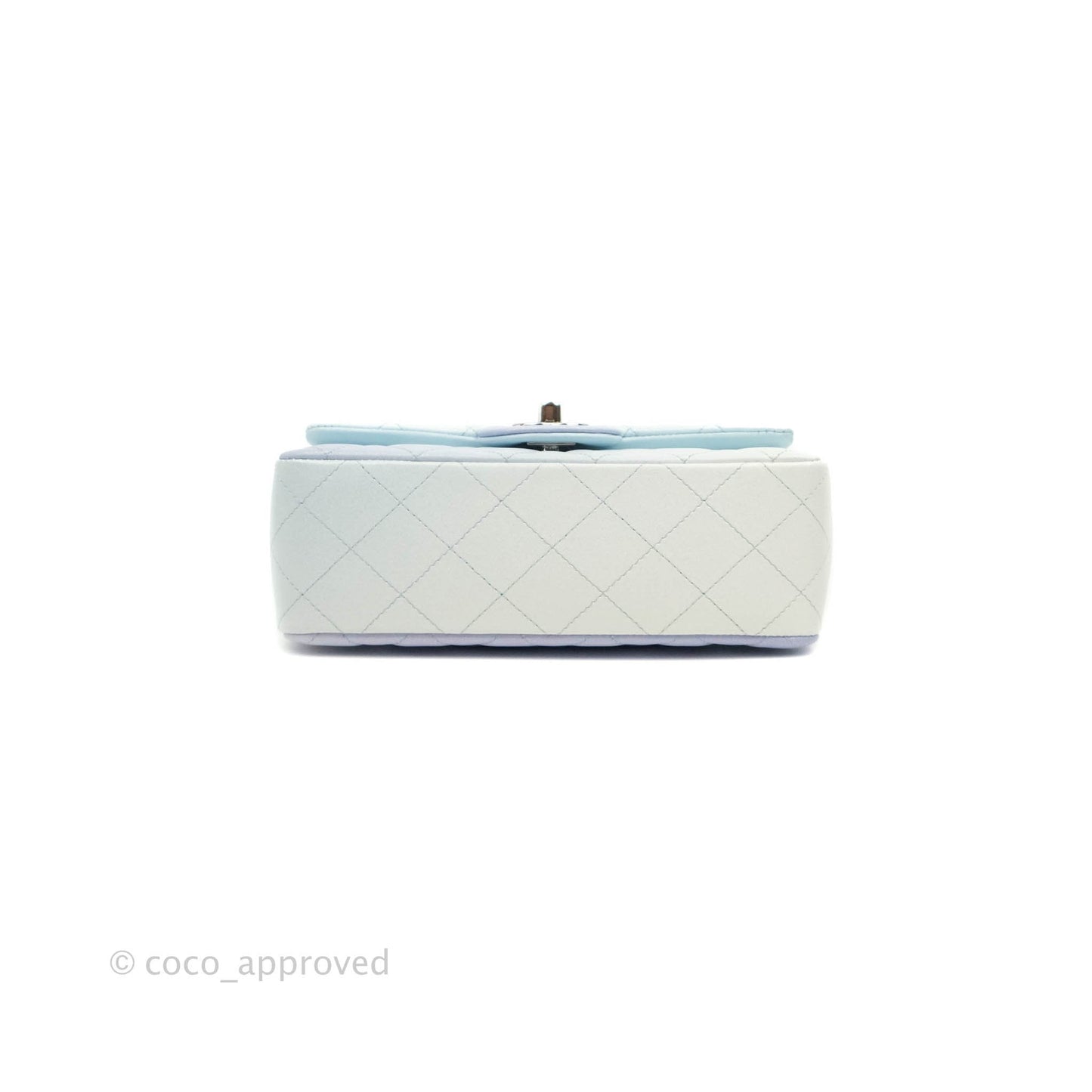 Chanel Quilted Mini Rectangular Flap Iridescent Blue Silver Hardware