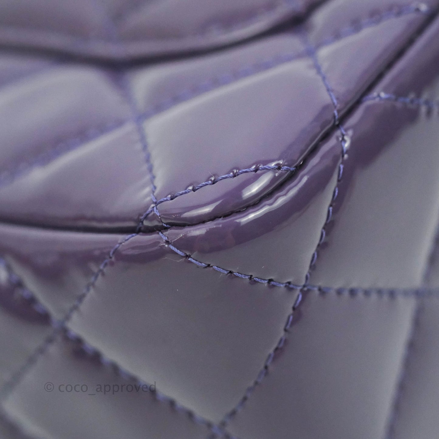 Chanel Quilted Mini Rectangular Flap Purple Patent Gun Metal