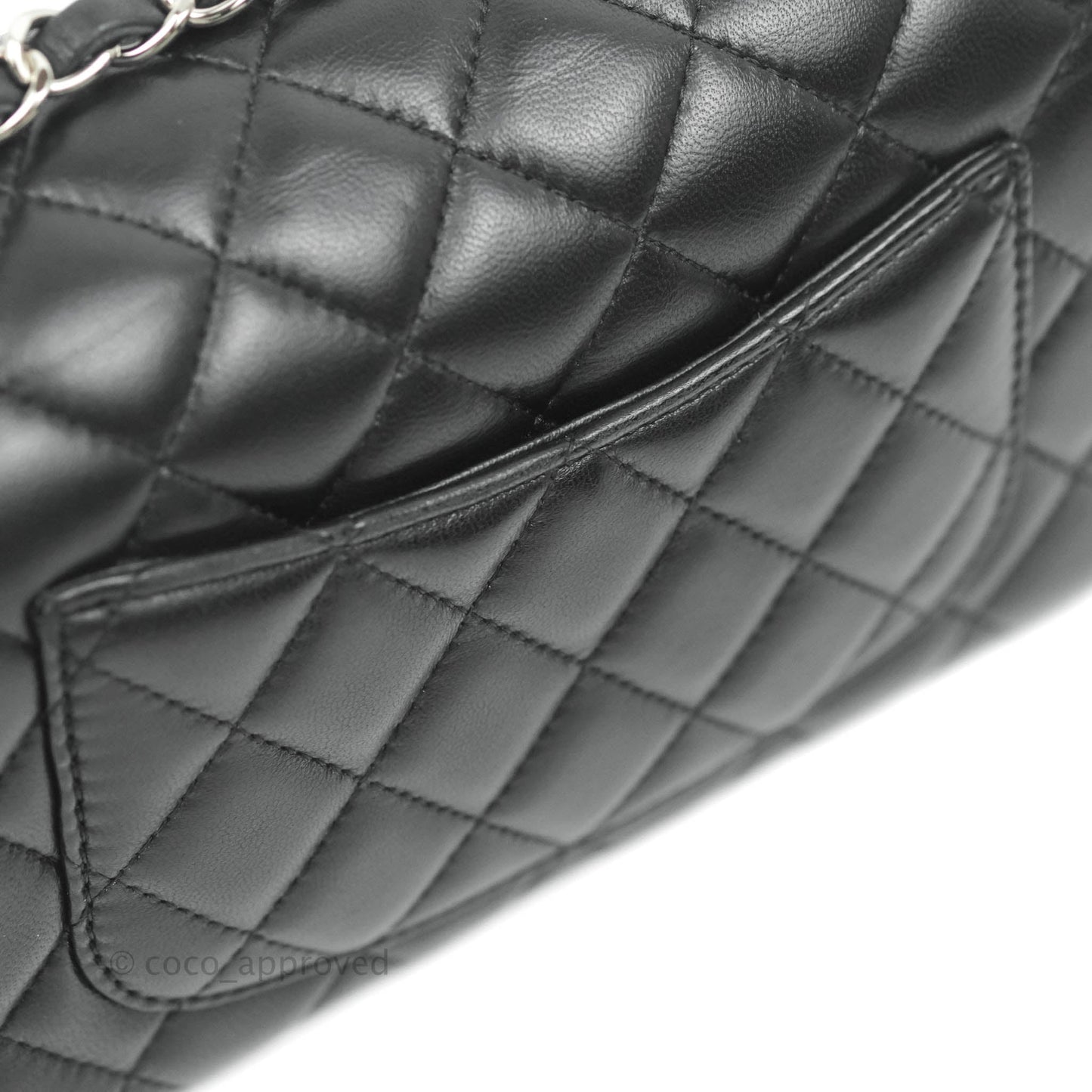 Chanel Quilted Mini Rectangular Black Lambskin Silver Hardware