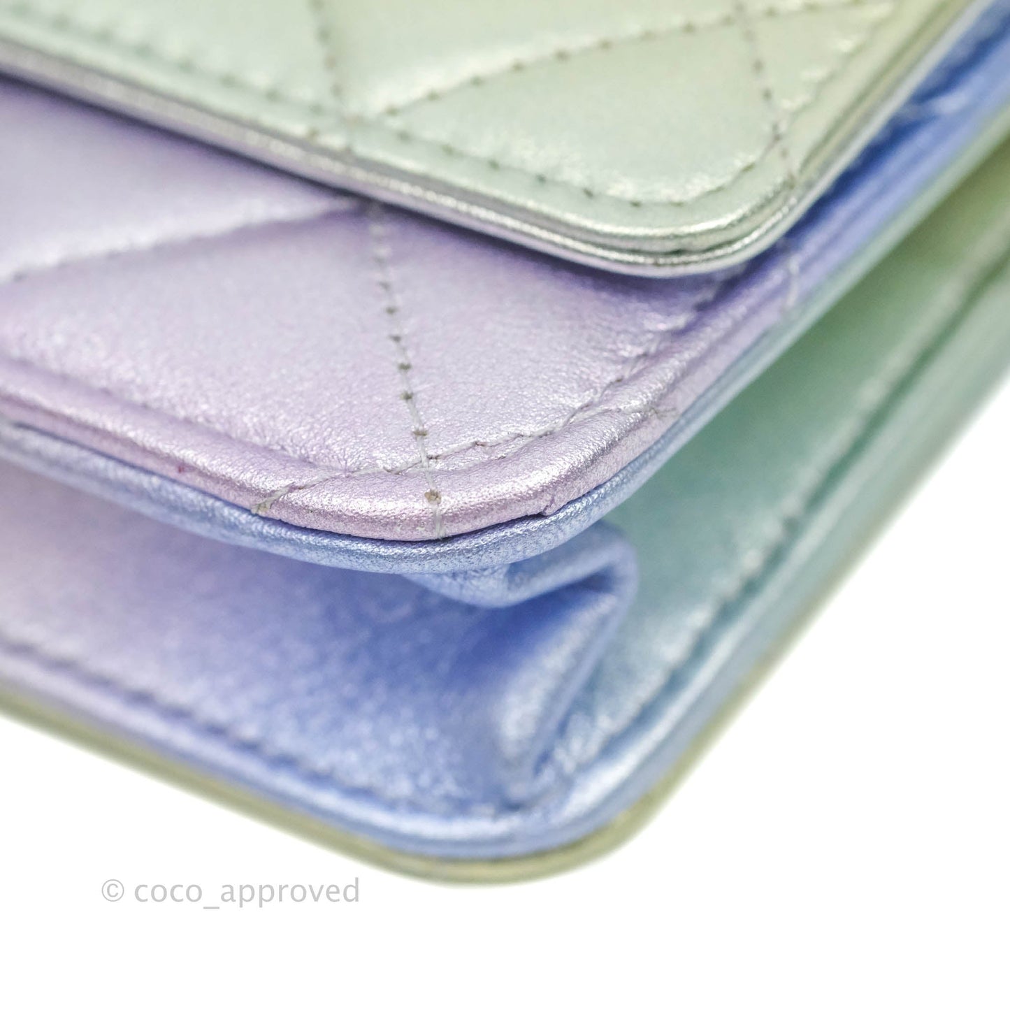 Chanel Quilted Wallet on Chain WOC Metallic Rainbow Lambskin Rainbow Hardware