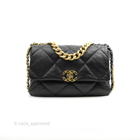Chanel 19 Medium Black Goatskin Mixed Hardware