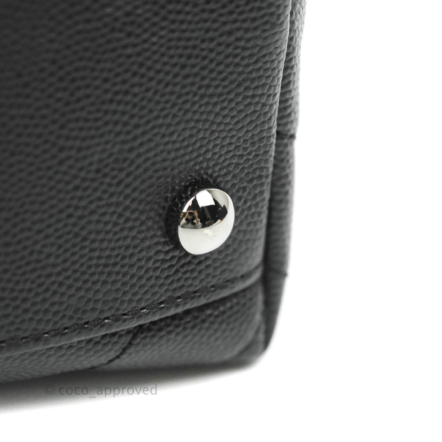 Chanel Medium (Small) Coco Handle Chevron Dark Grey Caviar Black Hardware