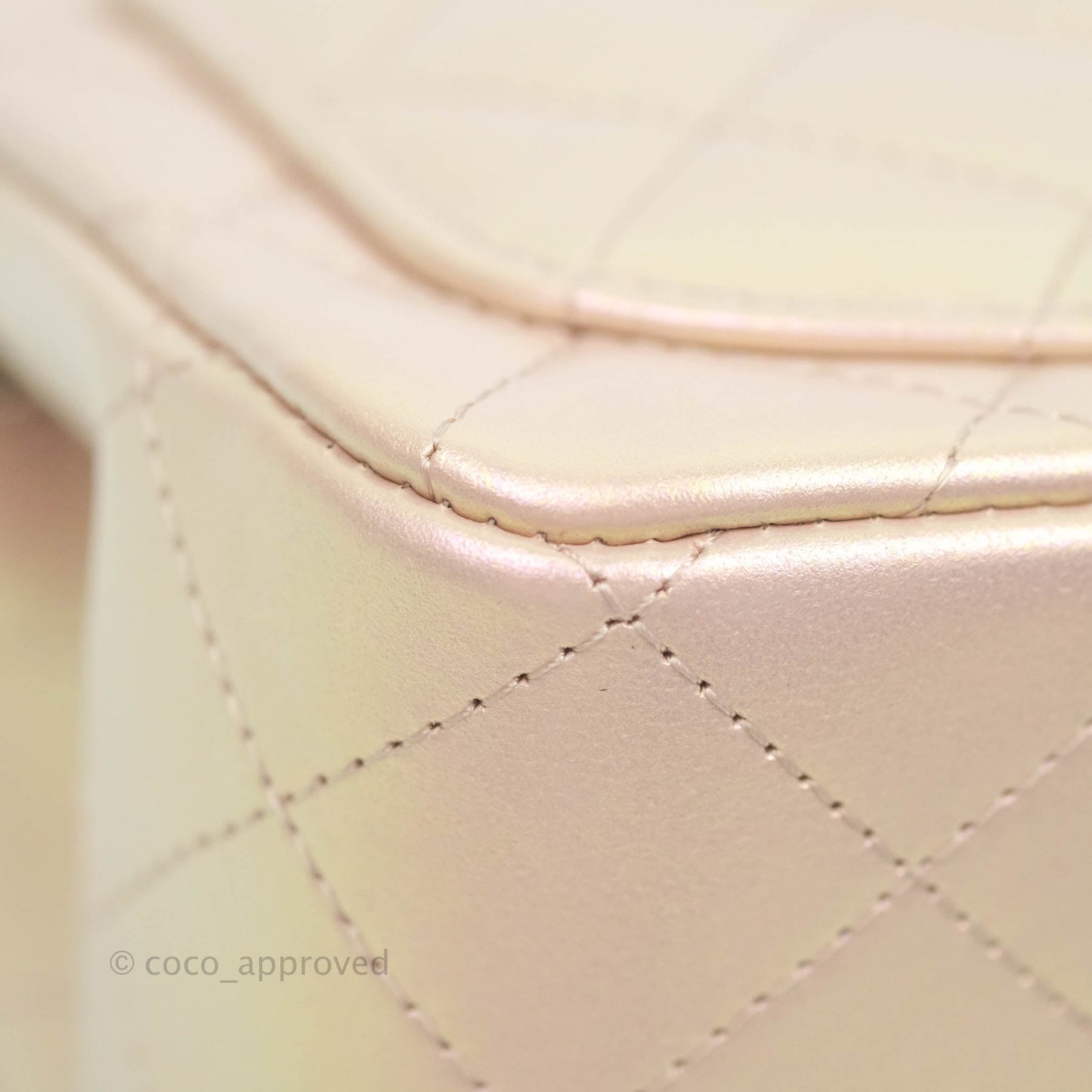 Chanel Mini Square Quilted Iridescent Pink Silver Hardware