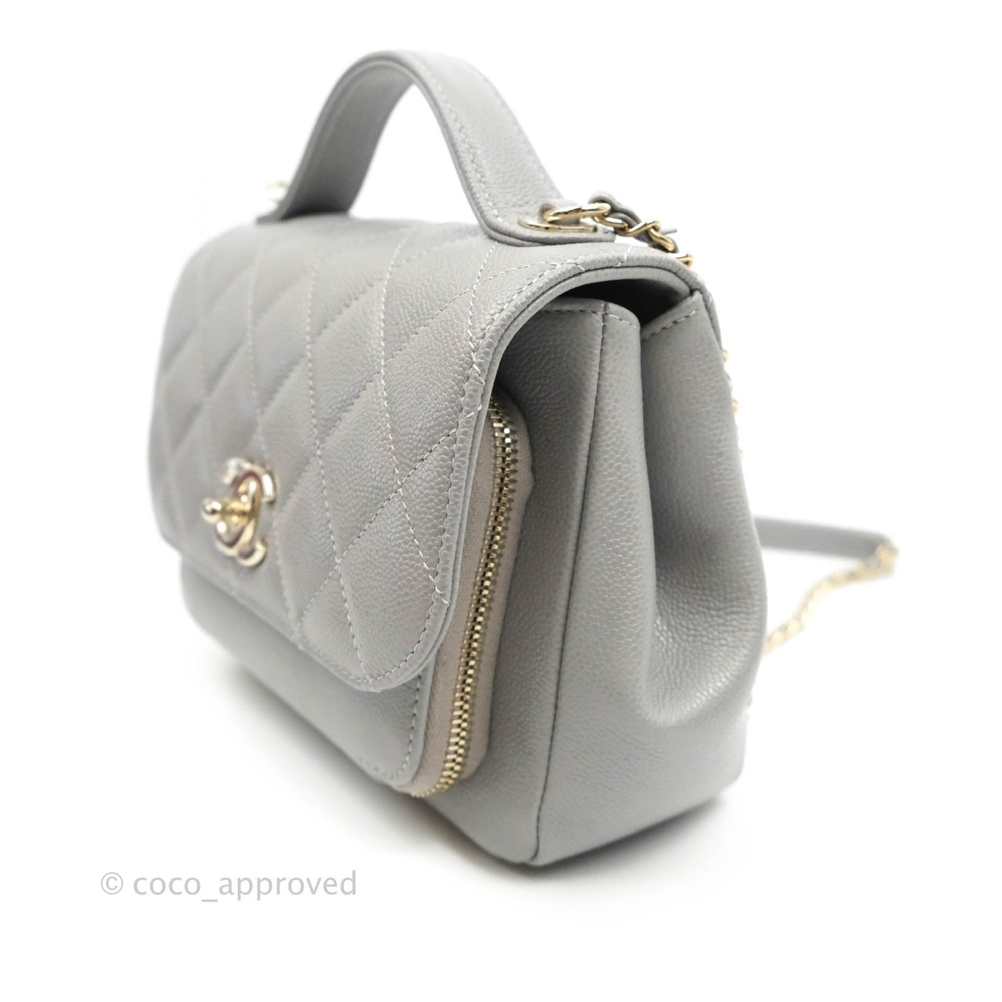 Chanel Quilted Small Business Affinity Flap Grey Caviar Gold Hardware