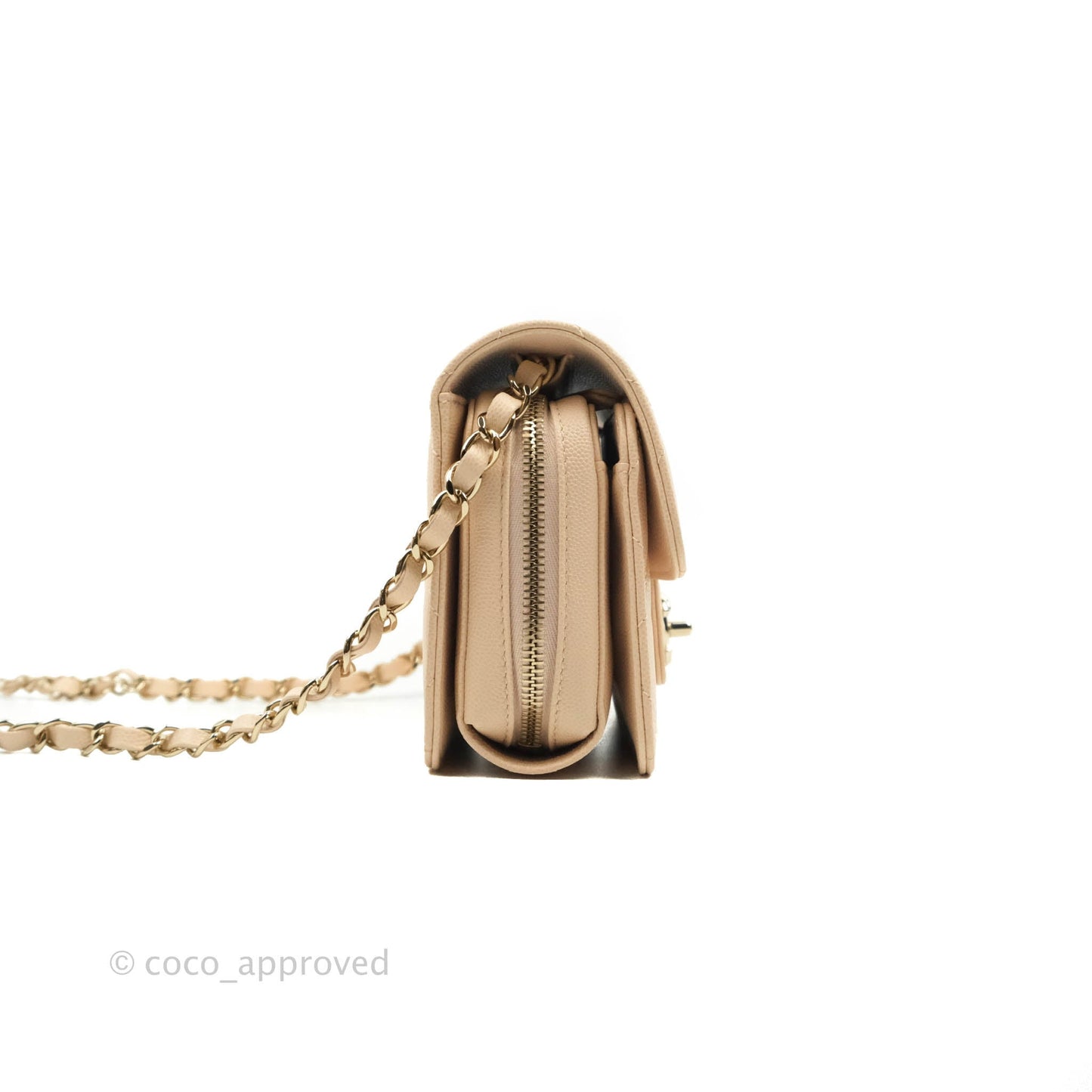 Chanel Quilted Small Like The Wallet Flap Light Beige Caviar Light Gold Hardware 22C
