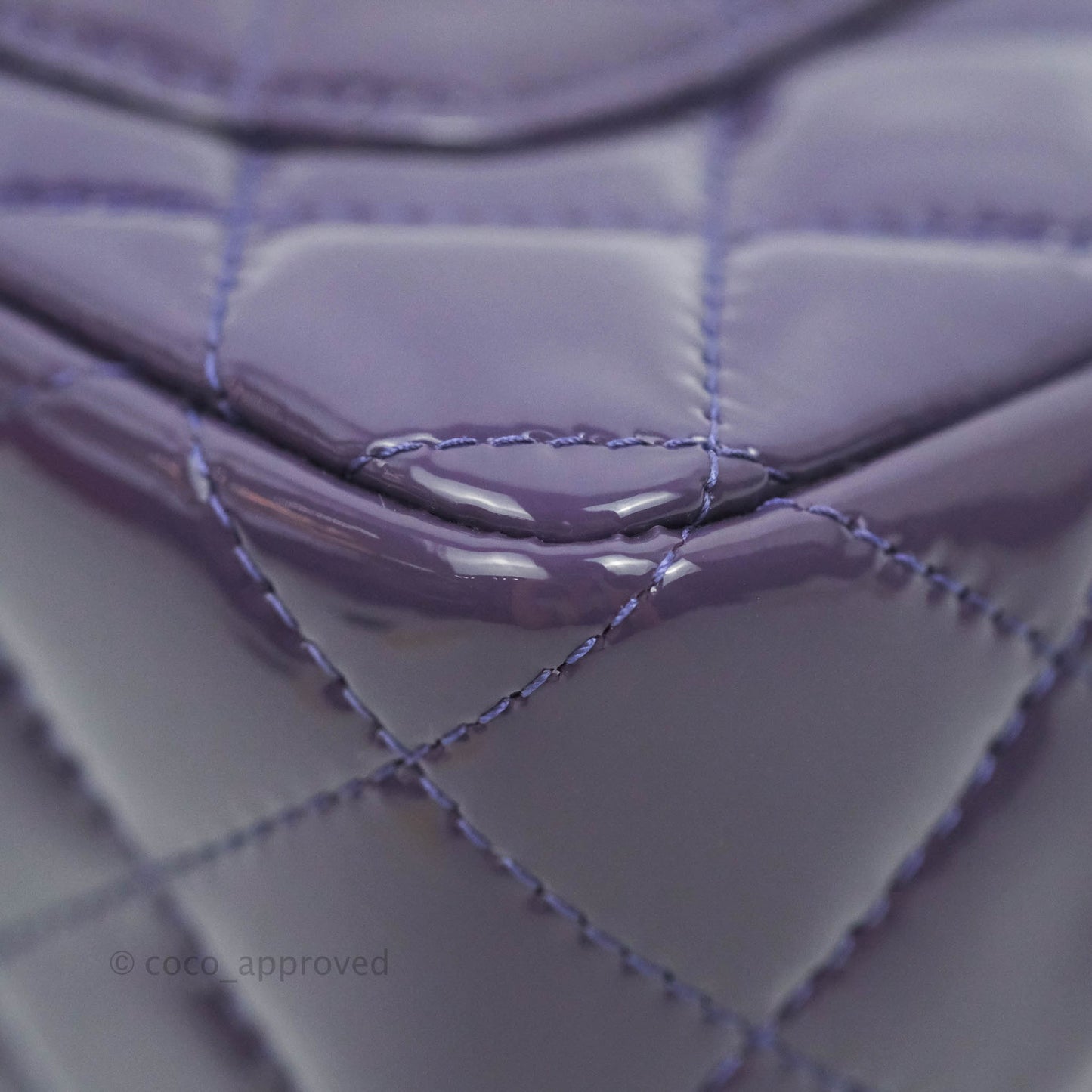 Chanel Quilted Mini Rectangular Flap Purple Patent Gun Metal