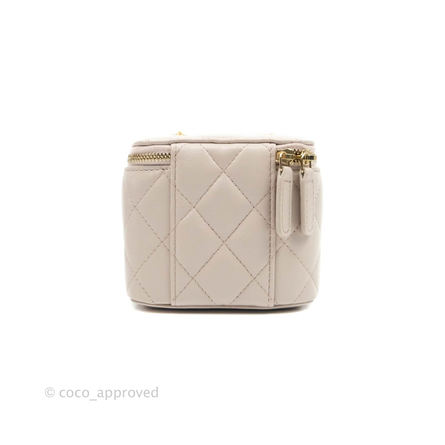Chanel Classic Mini Pearl Crush Vanity With Chain Lilac Pink Lambskin Aged Gold Hardware