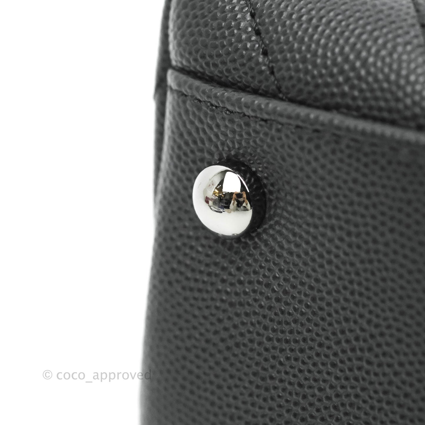 Chanel Medium (Small) Coco Handle Chevron Dark Grey Caviar Black Hardware