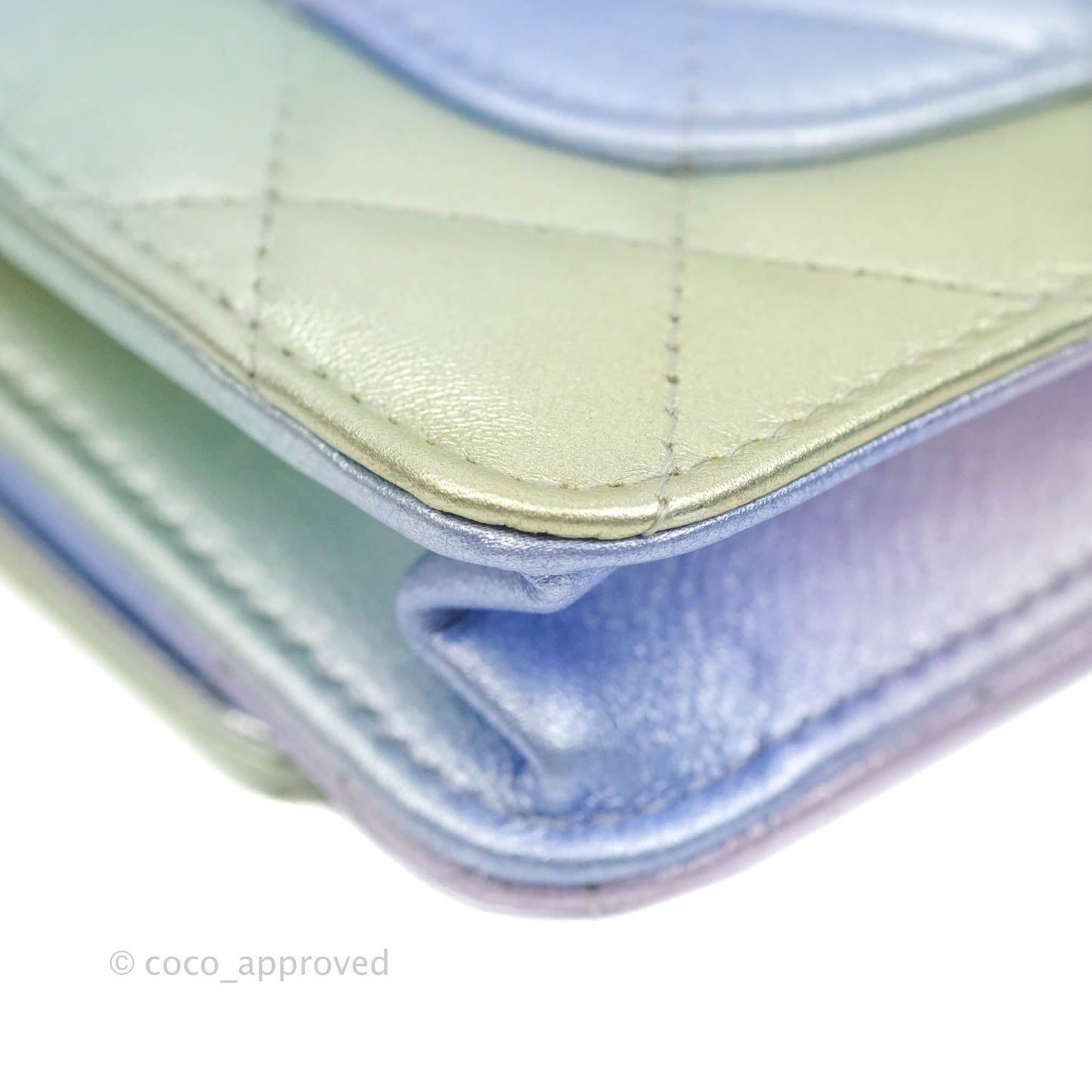 Chanel Quilted Wallet on Chain WOC Metallic Rainbow Lambskin Rainbow Hardware