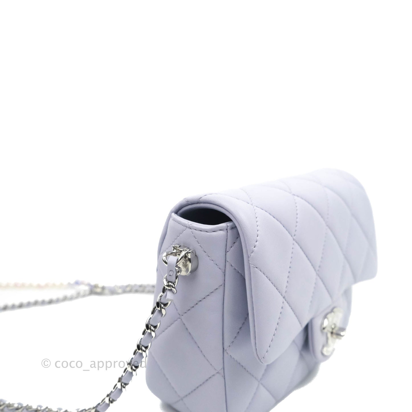 Chanel Quilted My Perfect Mini With Pearl Lilac Lambskin Silver Hardware