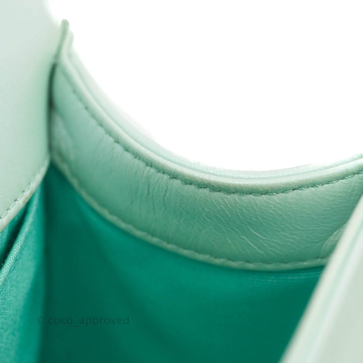 Chanel Medium Chevron Boy Iridescent Light Mint Calfskin Silver Hardware