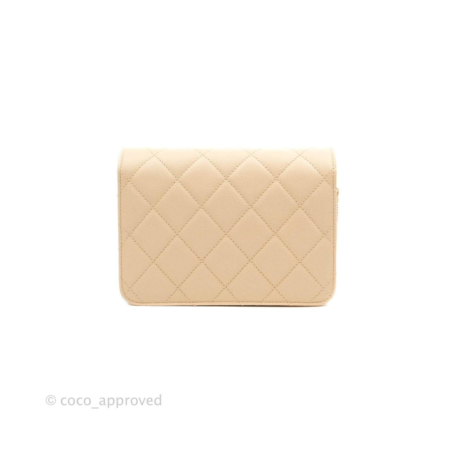 Chanel Quilted Small Like The Wallet Flap Light Beige Caviar Light Gold Hardware 22C