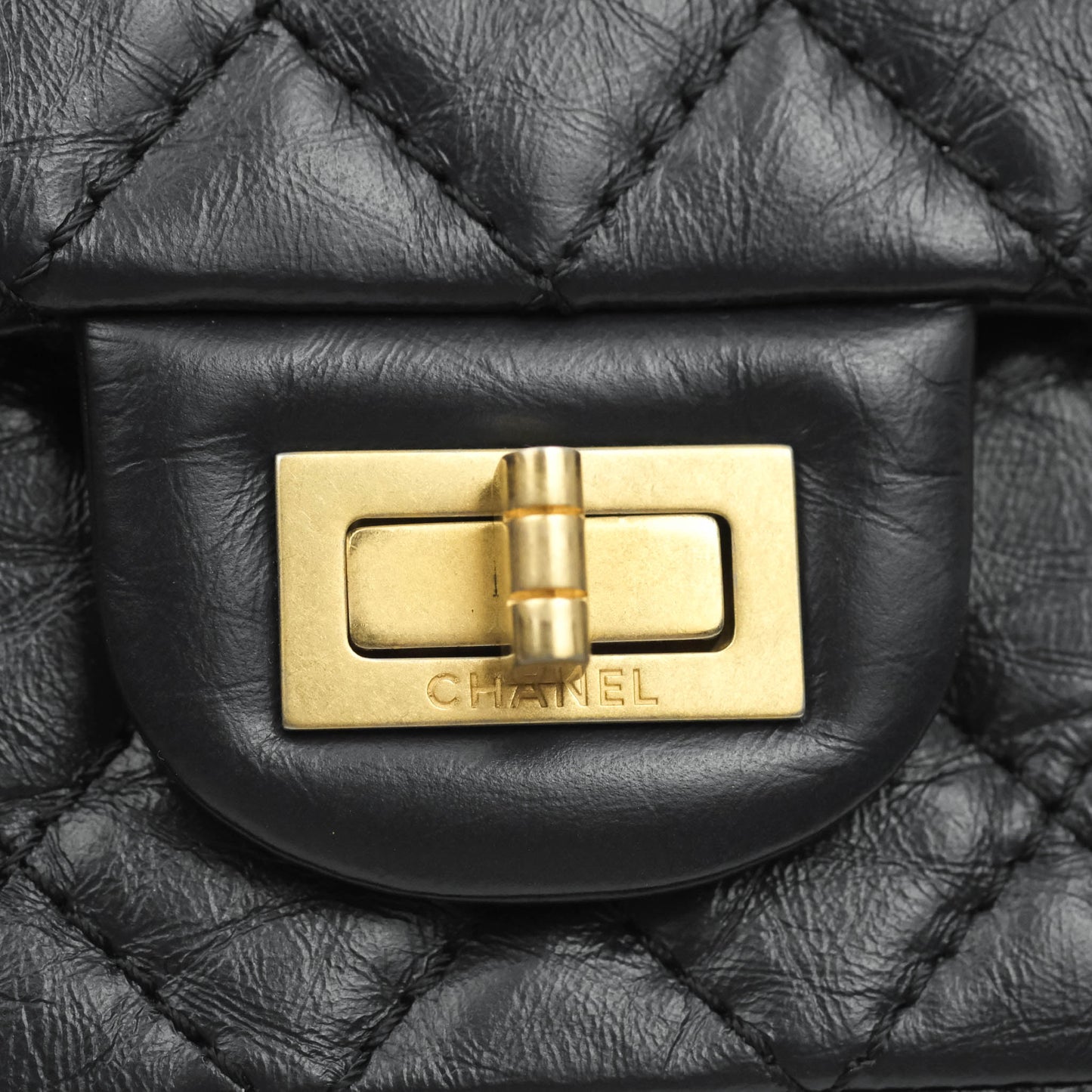 Chanel Mini Reissue 224 Navy Aged Calfskin Aged Gold Hardware