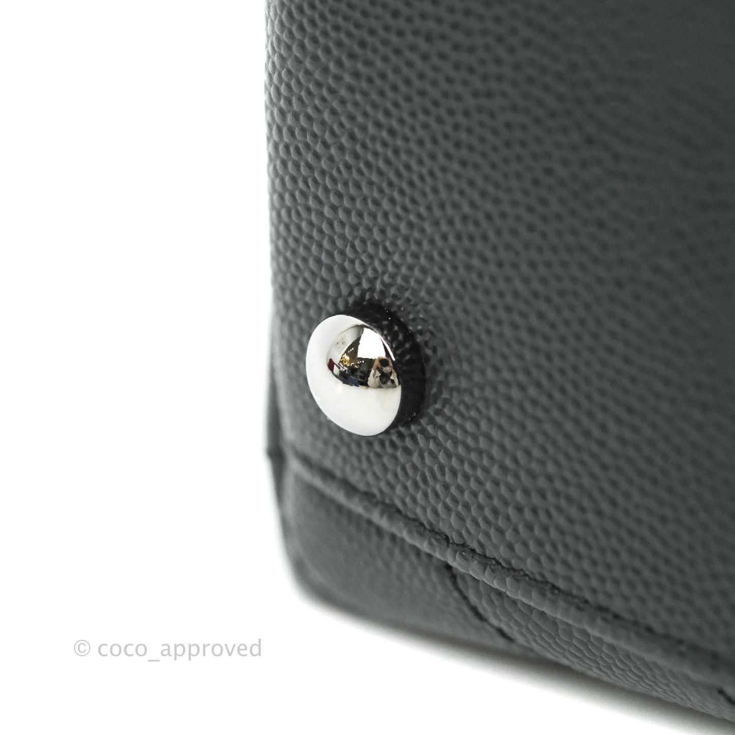 Chanel Medium (Small) Coco Handle Chevron Dark Grey Caviar Black Hardware