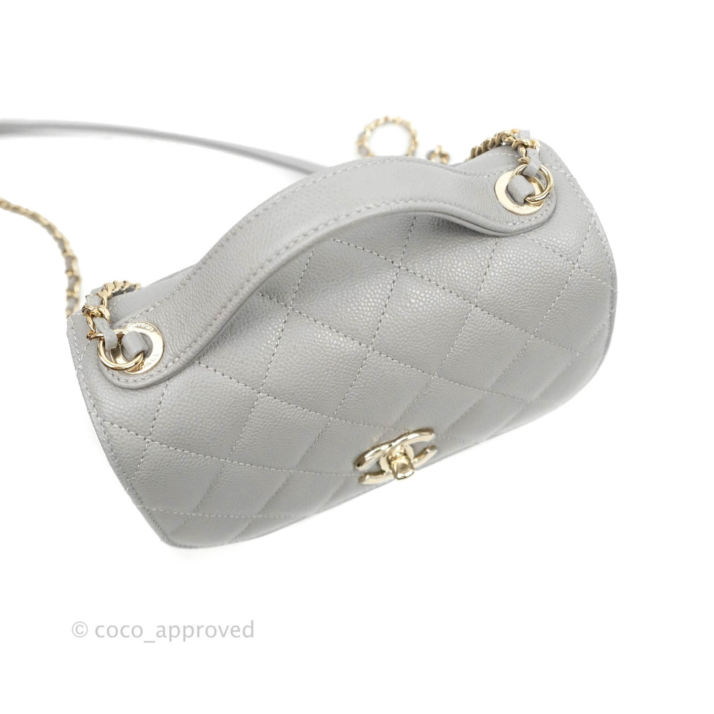 Chanel Quilted Small Business Affinity Flap Grey Caviar Gold Hardware
