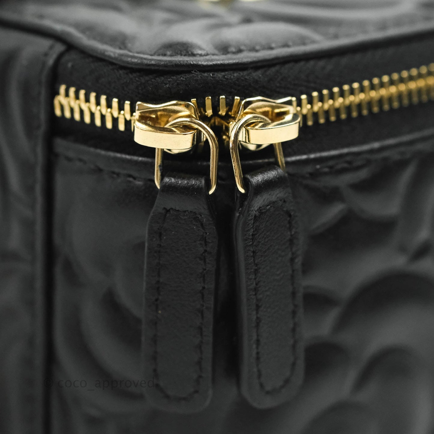 Chanel Vanity Rectangular Camellia Embossed Black Lambskin Gold Hardware