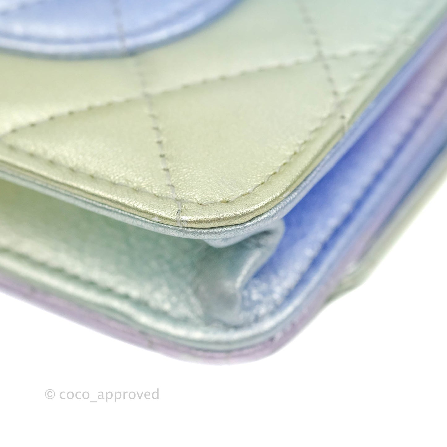 Chanel Quilted Wallet on Chain WOC Metallic Rainbow Lambskin Rainbow Hardware