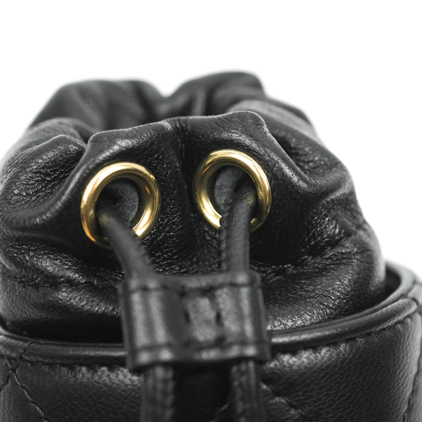 Chanel Mini Bucket With Chain Black Lambskin Gold Hardware 21A