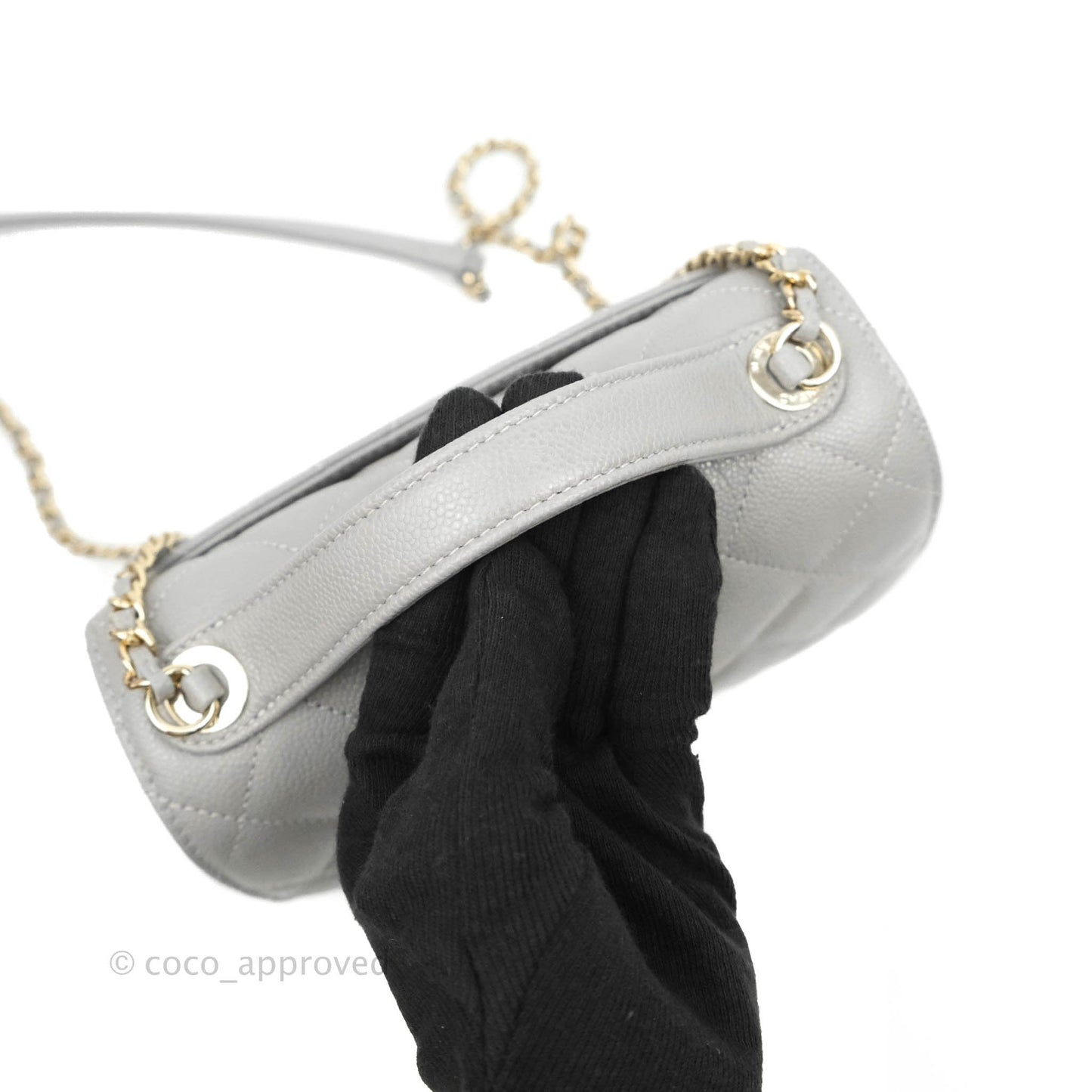 Chanel Quilted Small Business Affinity Flap Grey Caviar Gold Hardware