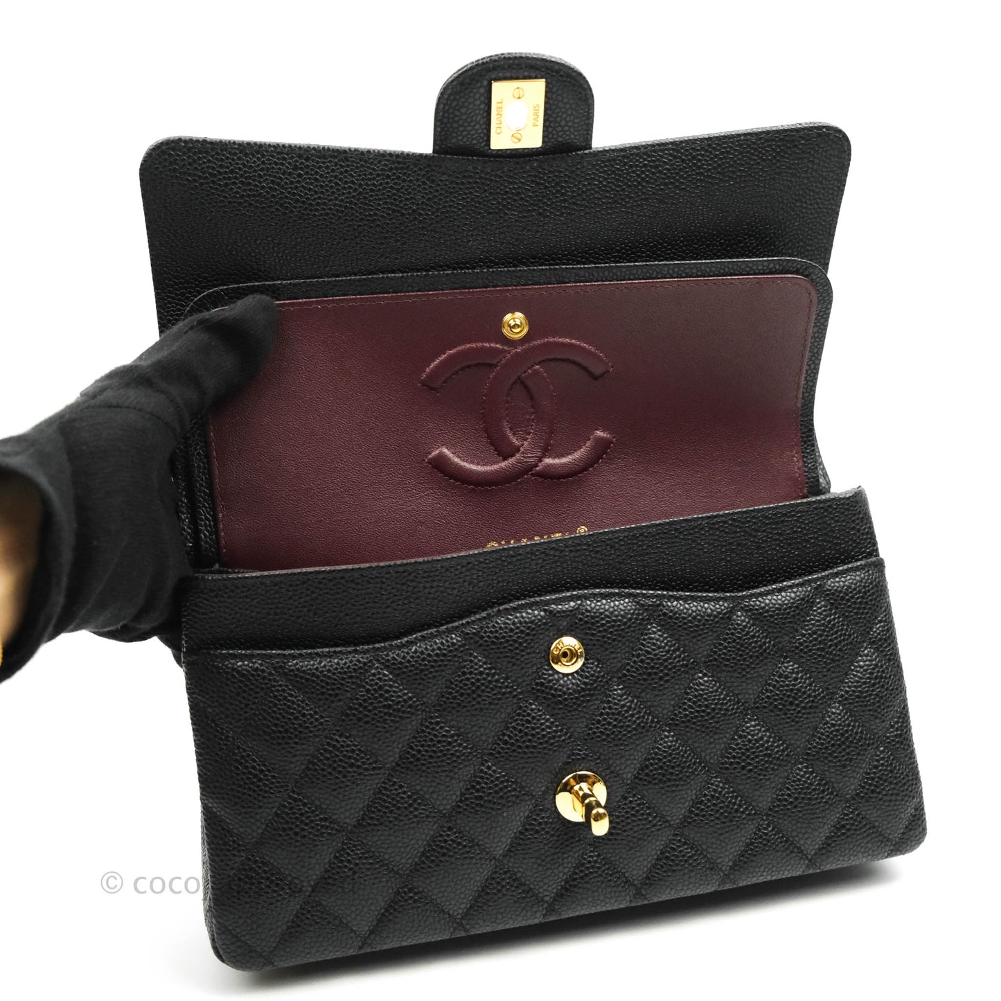 Chanel Medium M/L Quilted Classic Flap Black Caviar Gold Hardware