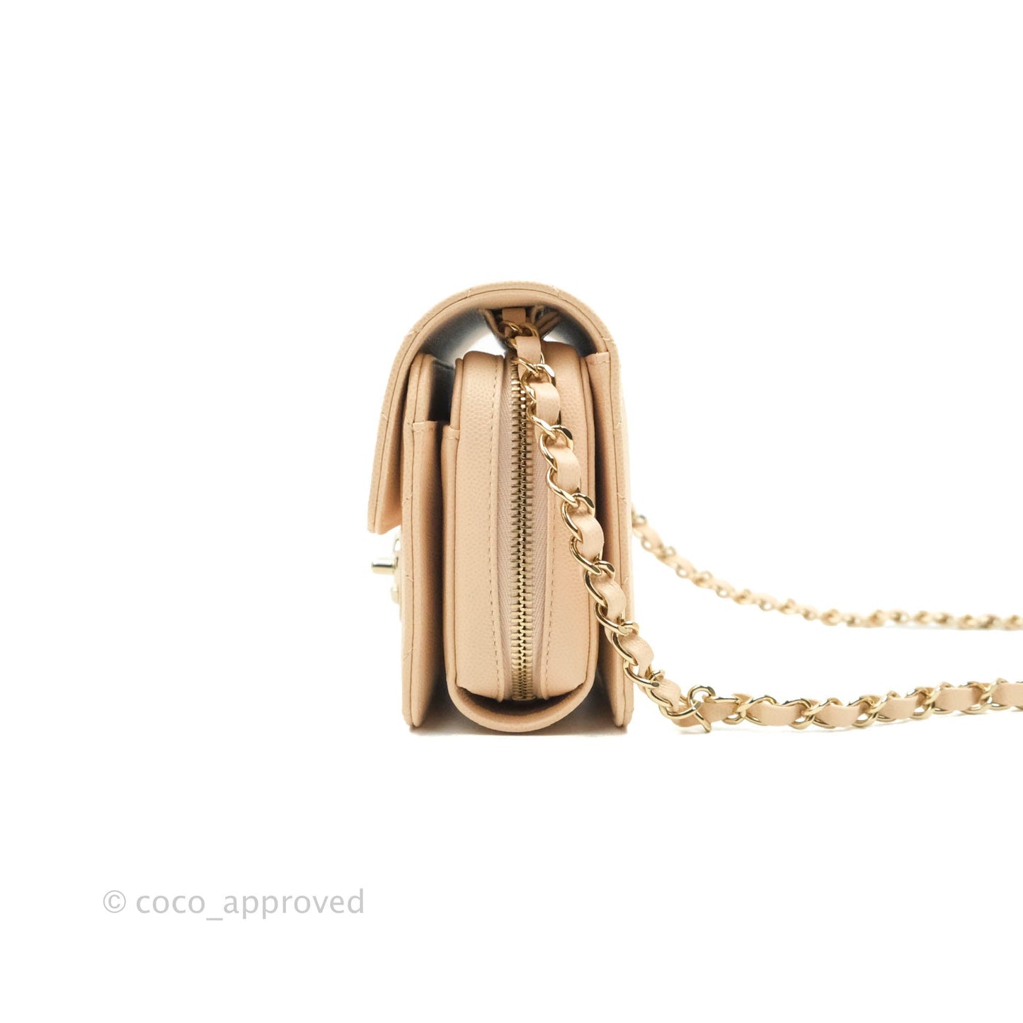 Chanel Quilted Small Like The Wallet Flap Light Beige Caviar Light Gold Hardware 22C