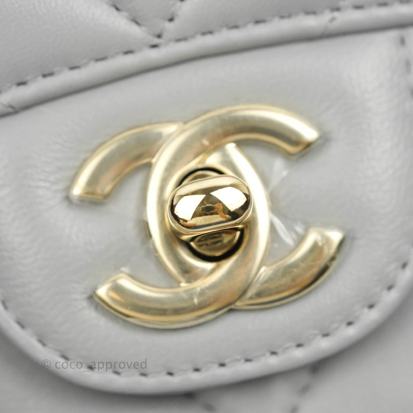 Chanel Mini Square Chevron Grey Lambskin Gold Hardware