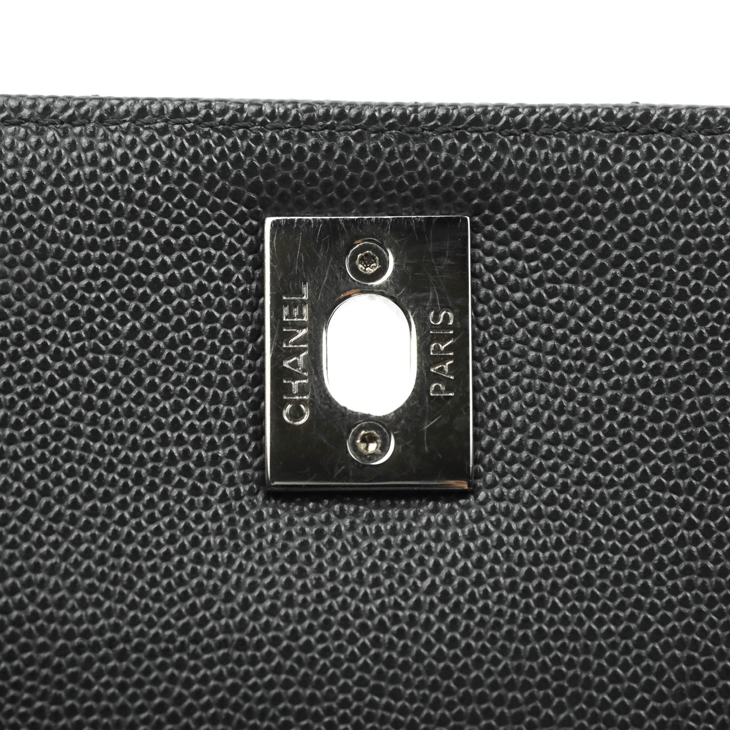 Chanel Medium (Small) Coco Handle Chevron Dark Grey Caviar Black Hardware