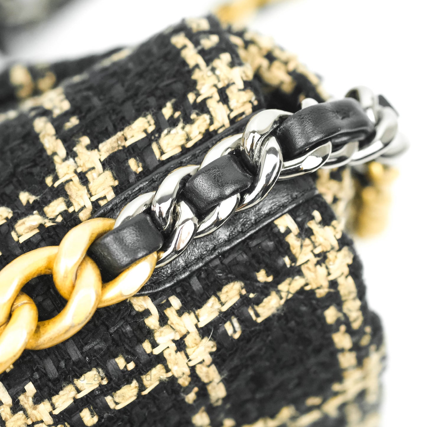 Chanel 19 Small Tweed Black Beige Mixed Hardware