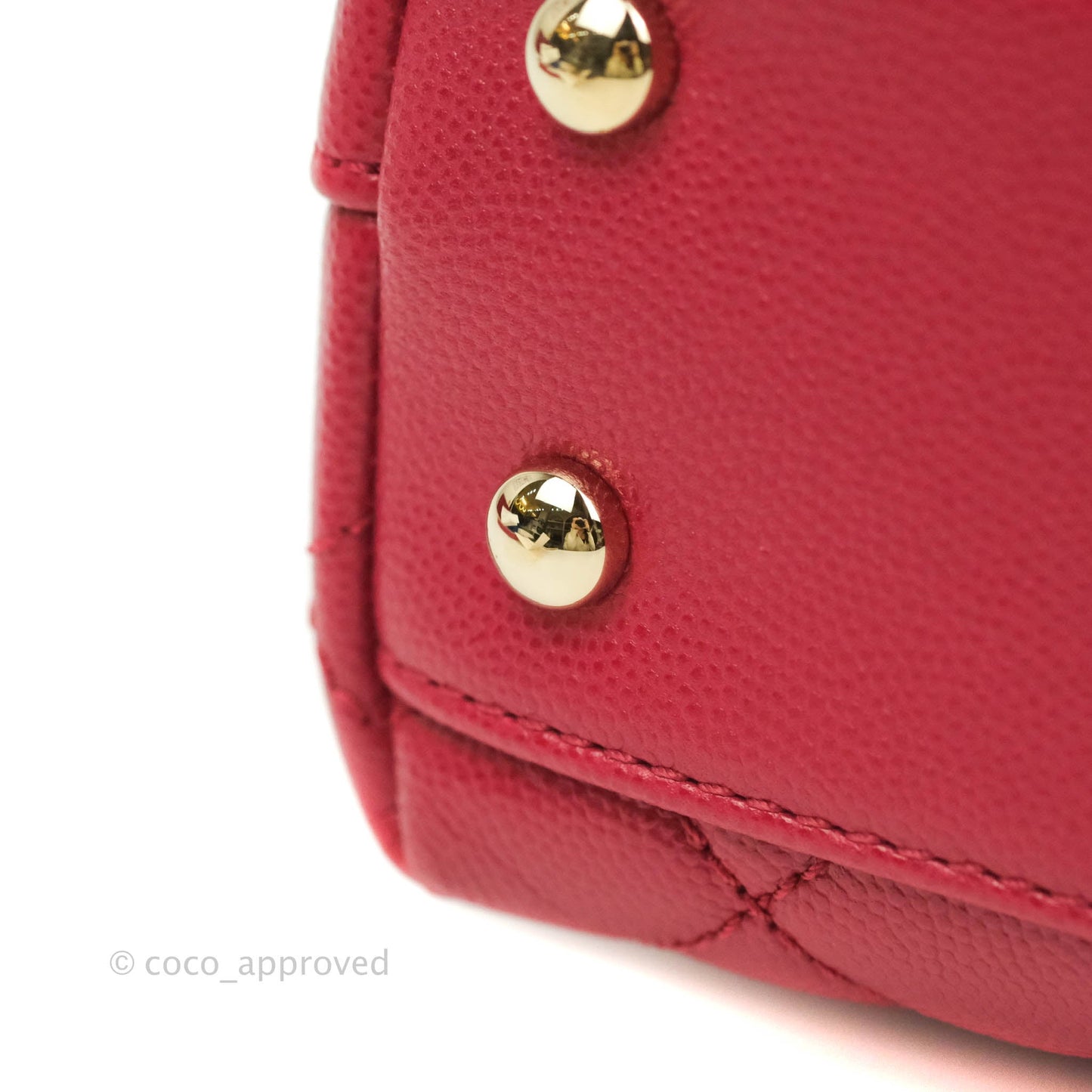 Chanel Small (Mini) Coco Handle Quilted Rosy Red Caviar Gold Hardware 21A